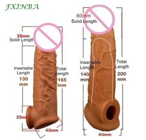 Pump Toys FXINBA 16520 cm Realistische Silikon-Penisverlängerungshülse Verzögerung der Ejakulation Wiederverwendbarer Sex für Männerschwanz 2209215289033