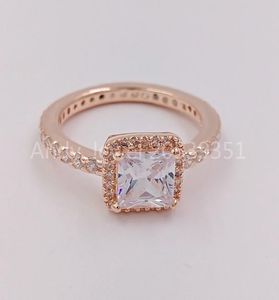 Anello di rosa d'argento con ciondoli a zirconia cubica chiara AUTENTICI 925 Sterling Fits European Braccialetti in stile Europeo MAZCHIO ANDY GIEIE 180947CZ3217421