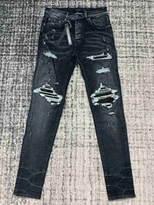 Jeans da uomo scontati Toppe a coste Mx1 Jeans effetto consumato Q231212