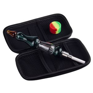 Paladin886 NC035 Dab Rig Smoking Pipes Bag Set Colorful Calabash Style Bubbler About 6.89 Inches Tube Glass Bong 510 Quartz Ceramic Nail Dabber Tool Zipper Case