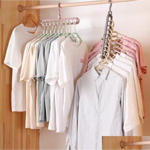 Hangers & Racks Clothes Hanger Mti-Port Support Circle Drying Racks 9 Hole Rotating Mtifunction Plastic Scarf Storage Rack Drop Delive Dhpj8