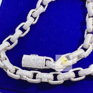 Роскошные замороженные ювелирные украшения багет с бриллиантами vvs moissanite silver 925 хип -хоп кубинский цепь связи