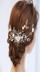 NPASON Charming Bridal Floral Hair Vine Pearls Wedding Comb Hair Piece Accessories Women Prom Headpiece Jewelry W01044573482