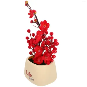 Decorative Flowers Artificial Bonsai Chinese Year Ornament Desktop Fortune Tree Potted Fruit Flower