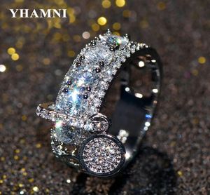 Yamni Luxury Bright циркона обручальное кольцо винтаж Bijoux Original 925 Серебряные обручальные кольца для женщин.