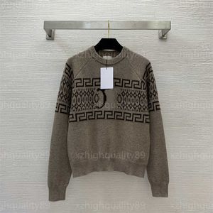 Maglione di cachemire Maglione da donna Felpa autunnale Pullover a maniche lunghe con fantasia retrò Maglioni lavorati a maglia Maglioni di abbigliamento firmato da donna