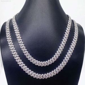 10mm High-end Moissanite Diamond Necklaces S925 Silver Cuban Link Chain Choker for Women Pass Tester with Certificate