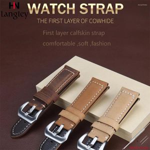 Watch Bands Genuine Leather Band First Layer Cowhide Matte Straps For Wristwatch Accessories 22/24/26 Mm Wholesale