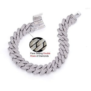 SMN53 S925 Sterling Silver Jewelery 10mm Pass Diamond Tester Iced Out Moissanite Cuban Link Chain Hip Hop VVS1