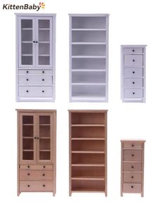 Doll House Accessories 1PC 1 12 Dollhouse Miniature Wood/White Color Bookcase Rack Study Living Room Decoration Doll House Accessories Furniture Model 231212