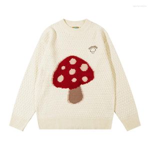 Men's Sweaters High Quality Trend Cartoon Mushroom Elements Knitted Sweater Round Neck Long Sleeve Knit Pullover TOPS