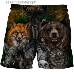 Męskie szorty Summer Fierce Lion Short Pants Men Mężczyznę 3D nadrukowane moda pływanie pnie puszki plażowe szorty deskorolki sport swobodne szorty L231212