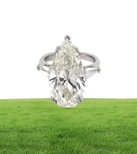 Luxury 925 Sterling Silver 5ct Drop Pear Shaped Cut Diamond Wedding Engagement Cocktail Women Gemstone Rings Finer Fine Jewelry4114240