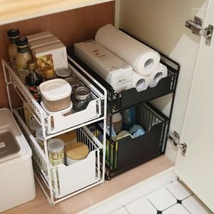 Kitchen Storage Under The Sink Rack Drawer Type Can Be Pushed And Pulled Cabinet Double Shelf