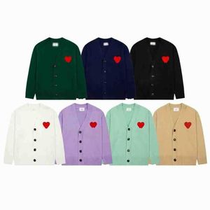 AMIs Cardigan AmiSweater Paris Fashion Mens Designer Knitted Embroidered Red Heart Casual Loose Clothes Tops Men Women Luxury Jumper Sweat Pull Pullover