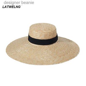 Chapéus de aba larga Chapéus de balde 2024 Luxo Desige Chapéus de praia de grandes dimensões para mulheres Aba larga Floppy Str Hat Elegant Sun Hat Proteção UV Sombrinha Big HatL231212