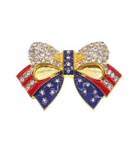 10 st/Lot American Flag Brosch Crystal Rhinestone Bow-Knot-form 4 juli USA IC PIN2267404