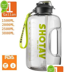 Butelki z wodą 1,5 2 -litrowe BPA Sport Bottle 1 galon duża pojemność Tritan Water z ST Drink Waterbottle Gym Puchar Dhagr Dhagr