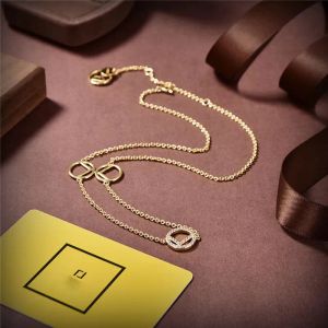 Designer Jewelry Necklaces Luxury 18K Gold Diamond pendant necklaces Brand Sweater chain for elegant Lady Beautiful Bride Wedding Jewelry Necklace