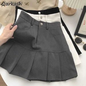 Skirts Pleated Skirts Women High Waist Korean Style Summer Solid All-match College Temperament Ulzzang Fashion Mini Sweet Ins CasualL231212