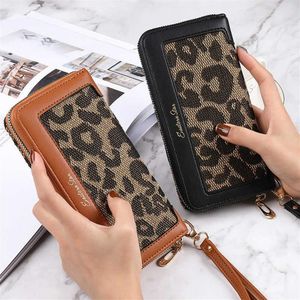 Wallet Women's Long Leopard Print Fashion Classic Shipper سعة كبيرة متعددة الوظائف.