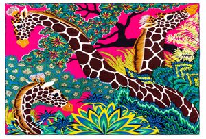 POBING Manual Hand Rolled Twill Silk Scarf Women Three Giraffes Square Scarves Echarpes Foulards Femme Wrap Bandana Hijab 90CM 2011049796