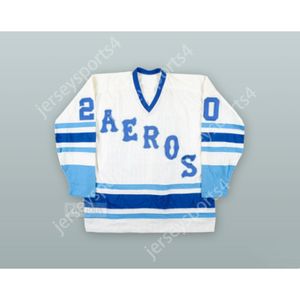 Personalizado 1977-78 WHA JOHN HUGHES 20 HOUSTON EROS BRANCO HÓQUEI JERSEY NOVO Top Costurado S-M-L-XL-XXL-3XL-4XL-5XL-6XL