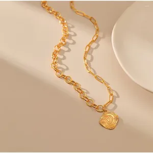 Naszyjniki wiszące CcGood Oświadczenie biżuteria złoto 18 K Planowany owalny, masywny naszyjnik łańcuchowy dla kobiet Medalion Vintage Biżuteria
