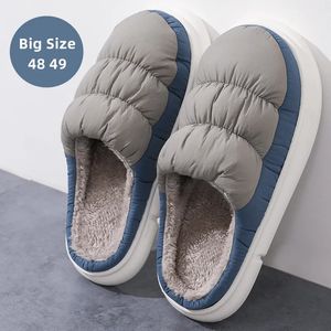 Pantofole Grandi Dimensioni 48 49 Inverno Uomo Peluche Calde Pantofole Donna Coppia Scivoli Giù Tessuto Impermeabile Casa Antiscivolo Scarpe da esterno Appartamenti 231212