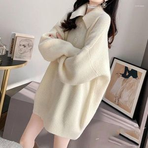 Women's Sweaters Doll Neck Sweater Lazy Style Autumn And Winter Thickened Korean Version Large Size Loose Knit Woman