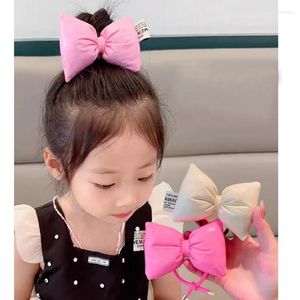 Hair Accessories 2023 Children Cute Leather Bow Ropes Fashion Simple Solid Color Princess Scrunchies Tie Ponytail Rope