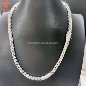 Latest Design Fashion Jewelry 925 Sterling Silver 6mm Iced Out Vvs Moissanite Necklace Hiphop Franco Chain with Diamonds Clasp