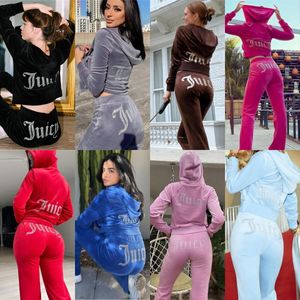 2023 Damen zweisteuelhafte Hosen Veet Frauen Juicys Sets Juciy Coutoure Tracksuit Sweatsuits Sportanzug Home Clothing Yoga Kleidung Hoodie
