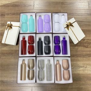 Gift Box Wine Tumblers 500ml Bottle Set 304 Stainless Steel Insulated Vacuum Sublimation Glass Cup Mugs ZZ