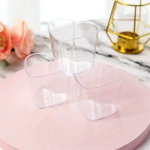 Wine Glasses Heartshaped Dish Pudding Party 30pcs Cake Kitchen Disposable Plastic Cup 145ml Cups Jelly Dessert Accessories 231211