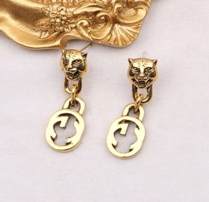 Retro testa di tigre placcato oro 18 carati designer di marca di lusso G lettere stud clip catena geometrica donne ragazze strass di cristallo perla E7676606