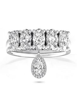 Choucong Brand Wedding Rings Luxury Jewelry 925 Sterling Silver Half Eternity Oval Cut White Topaz CZ Diamond Gemstones with Pear 6988142