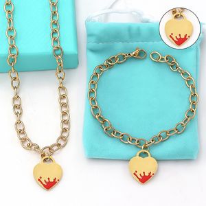 2 In 1 Designer necklace bracelets LOVE necklaces heart necklace bracelet luxury jewelry set Mother's Day Valentine Day gift jewlery designer for women Dropshipping