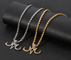 Hiphop Style M Letter Pendant Necklace Dragon Magic Logo Majin Buu Tattoos Marks Gold Silver Color Link Chain Jewelry Necklaces9578066