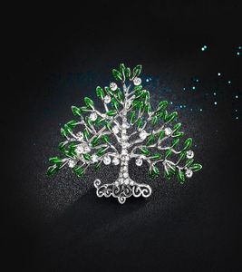 Pins Brooches Luxury Female Crystal Wishing Tree Brooch Charm Gold Silver Color Jewelry For Women Cute Pin Dress Coat Accessories1179456