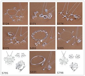 Women039S Sterling Silver Jewelry Set 6 Set mycket blandad stil EMS58Fashion 925 Silver Necklace Armband Earring Ring Jewelr9014087