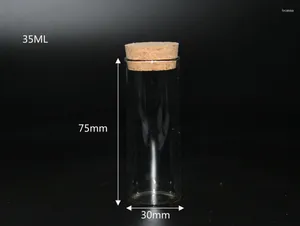 ボトル200pcs 30 75mm 35ml透明チューブガラスジャーバイアルグレインストレージスパイスリキッドフードウェディング装飾