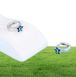 Shineland Blue Stars Круглые серьги-кольца из стерлингового серебра 925 пробы, ювелирные изделия для женщин и девочек, массивные серьги, летние подарки Y18698321