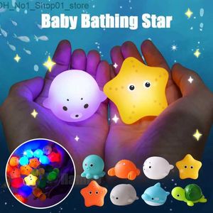 Bath Toys Glowable Animal Washing Water Set Floating Water Light Net Fishing Fish Spela Water Toys Children's Baby Bath Toys Floating Q231212