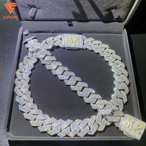 Ювелирные изделия Lifeng, 24 мм, Vvs, кубинская цепочка с муассанитом, ледяная цепочка на заказ, серебряное, кубинское ожерелье Майами с бриллиантами для мужчин