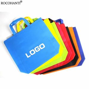 Party Favor Present Wrap 100st Custom Printed Eco Reusable Nonwoven Fabric Bag Stor vikbar svart icke -vävd shopping för resehandelsbutik 231212