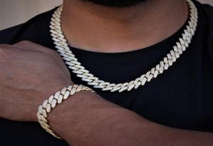 12MM 15MM 19MM iced out bling cuban chain necklace 5A cubic zirconia cz hip hop jewelry for men boy 0927295Q5405215