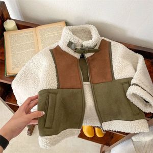 Кардиган осенне-зимняя детская одежда, куртка корейской версии, красивый меховой замшевый топ для мальчиков, зима 231211