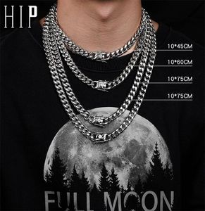 Hip Hop Stainless Steel Cuban Link Chain Sliver Color Necklace Fashion Jewelry Charm For Men Jewelry Gift2376094