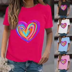 T-shirt da donna Estate San Valentino Simple Love Stampato Girocollo Camicia a maniche corte Top casual